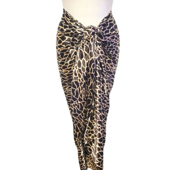 Animal Print Pareo Sarong Skirt Swimsuit Cover Up Strapless Dress - Picture 1 of 9
